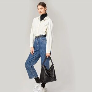 Montana West Black Studded Hobo Bag ~ Vegan Leather ~ Gold Hardware ~ NWT